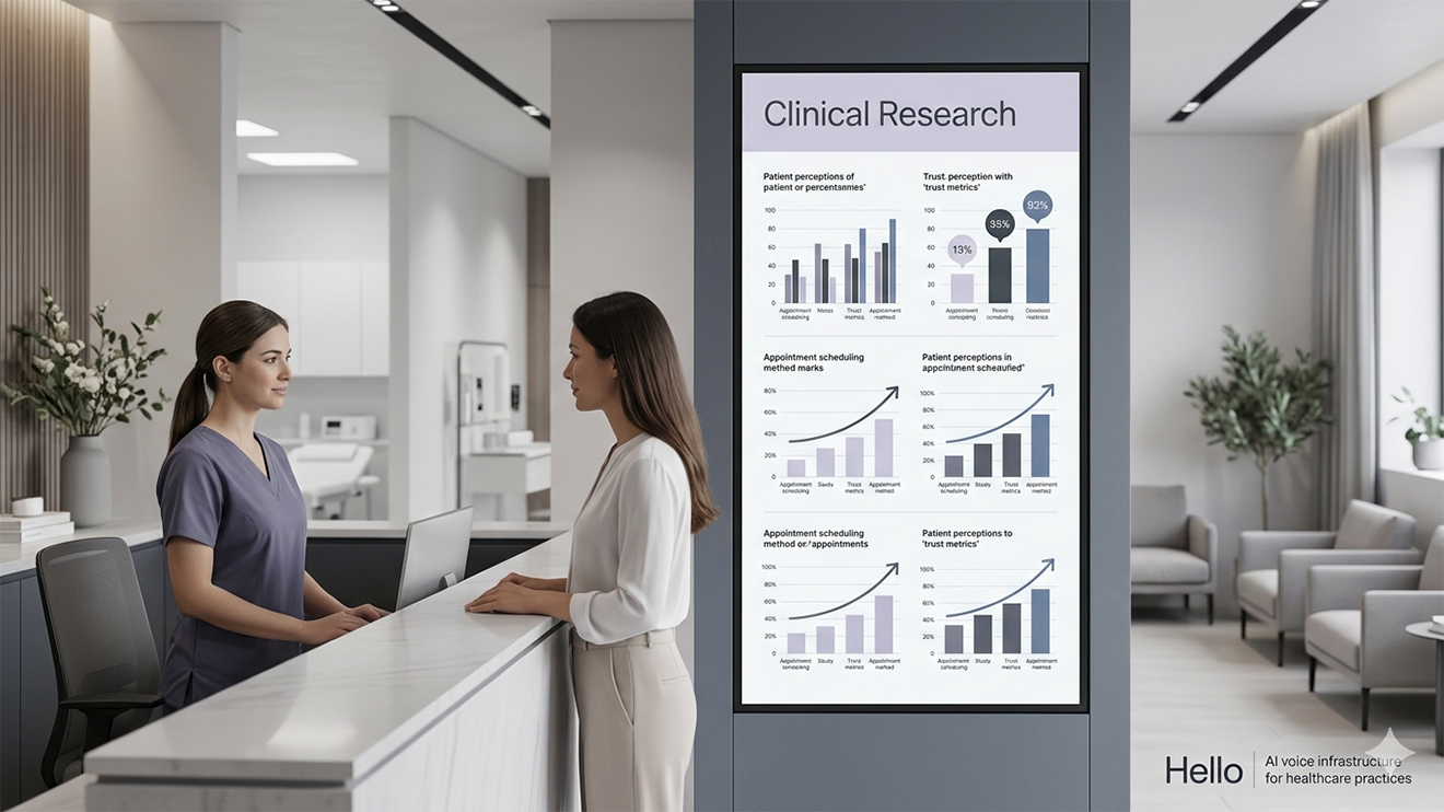 Dermatology patient trust data showing acceptance rates for AI-assisted scheduling and intake versus AI-driven clinical decisions