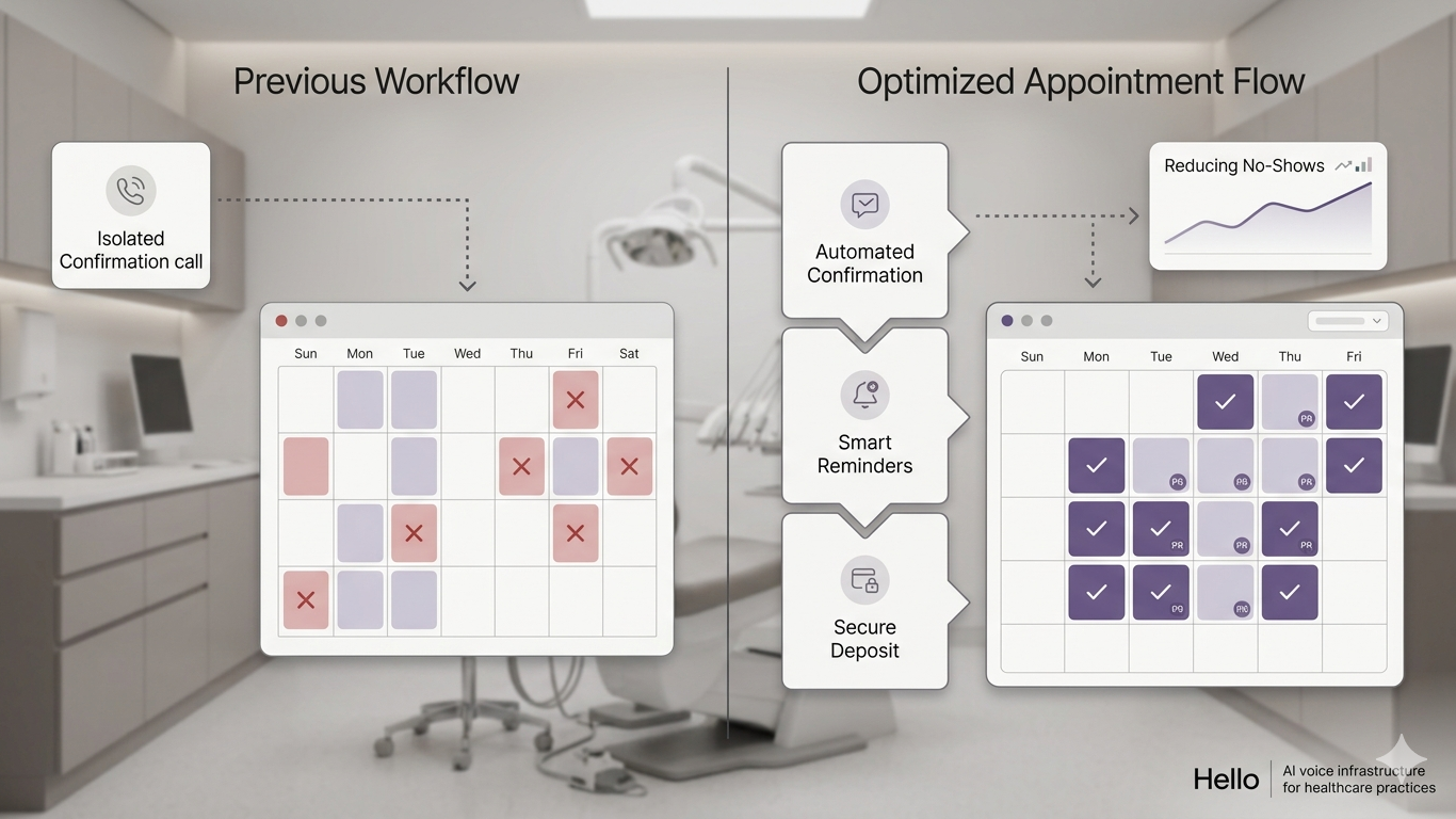 Dental practice reducing patient no-shows with AI-powered scheduling and deposit collection